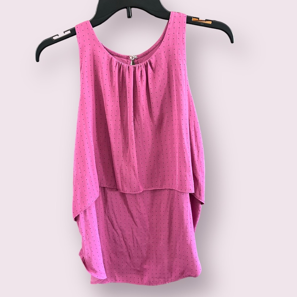 Ann Taylor Loft purple w/black polka dots tank top size x-small